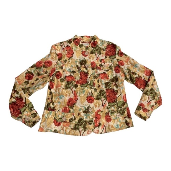 BAMBOO TRADERS Floral Cotton Eyelet Lined Short Blazer/Jacket - Size Large - Picture 7 of 10